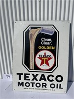 Texaco Motor Oil Sign Porcelain