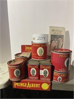 Prince Albert Tobacco Cans with Display