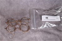 3 pair vintage gold tone glasses/spectacles