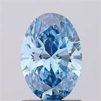 1.02 Carat Oval IGI VS2 Fancy Vivid Blue Diamond