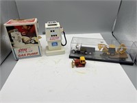 Buddy L Gas Pump, Matchbox Bulldozer