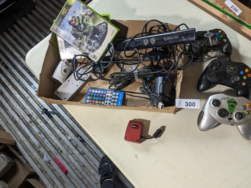XBOX 360 Kinect, (3) Controllers, (2) Games &