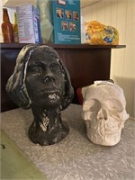 Plaster of Paris Skull & Bust