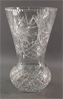 Vintage Large Cut Glass Vase In Pinwheel Pattern