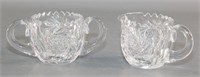 Pair of Pinwheel Design Glass Cream & Sugar