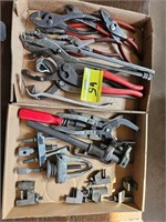 (2) flats of pliers, oil filter wrenches, brake