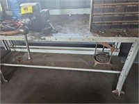 metal shop table with table vise