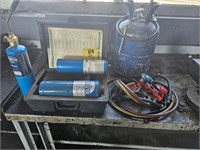 propane torch with (2) propane bottles, freon