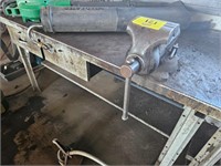 metal shop table with table vise
