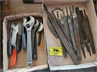 (2) flats of metal files, crescent wrenches, and