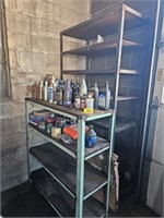 (2) metal shelving units with gear oil,