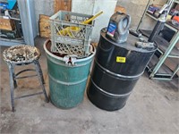 empty oil barrel with pump, parts cleaner solvent