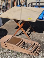 (4) folding chairs and table