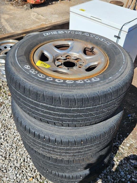 (4) 6-lug Firestone wheels and tires
