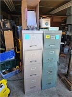 (2) 4-drawer filing cabinets and office supplies