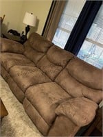 Double recliner fabric sofa