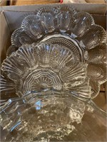 Clear footed bowls ( possibly fostoria ) and two