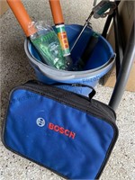 Bosch, two bag, miscellaneous tools, blue bucket,