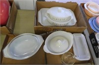 3 boxes kitchen dishes - Pyrex and Fire King - som