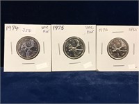 1974, 75, 76 Can Quarters  SP65