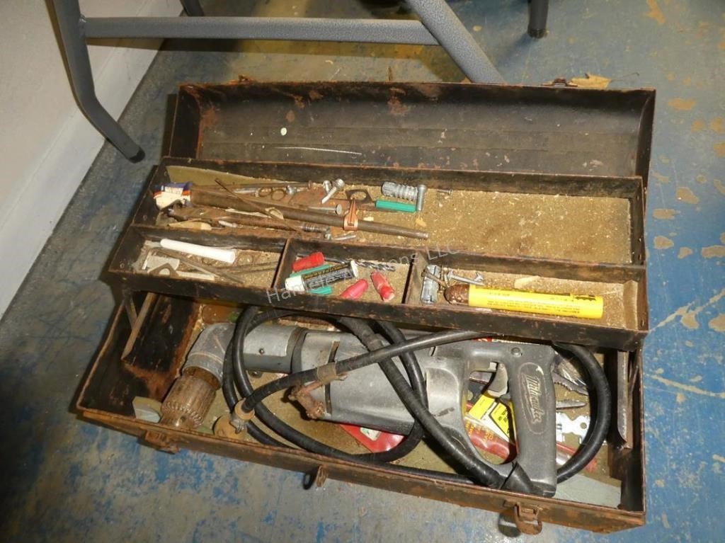 Toolbox with drill and other