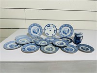 (20) Blue & White Transferware Plates & MORE