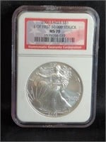 2006 SILVER EAGLE FIRST STRUCK NGC MS 70