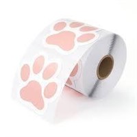 Roll of Pink Paw Print Stickers