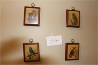 4 PIECE MATCHING OWL WOODEN PLAQUES