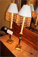 34 INCH BRASS LAMPS WITH SHADES  (2)