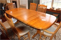 DINING TABLE WITH 2 LEAVES 93X44X30 6 CHAIRS