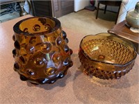 Amber Colored Vase and Bowl (1st Floor Living)