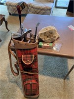 Vintage Golf Bag with Clubs and Accessories (1st