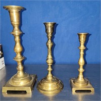 (3) Solid Brass Candle Holders