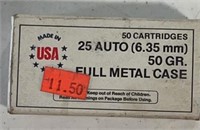 Olin .25 Auto 6.35 50 Gr full Metal Case