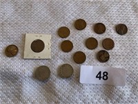 (11) Wheat Pennies + (2) V Nickels