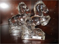 Horse glass book ends