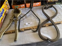 (2) Ice / Hay Tongs & other