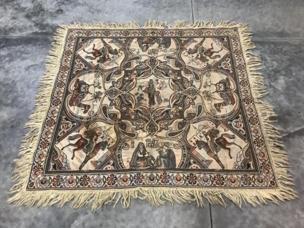 Vintage 55 x 55 in Fringed  Tapestry