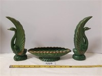 Art Pottery Swan Planter Set