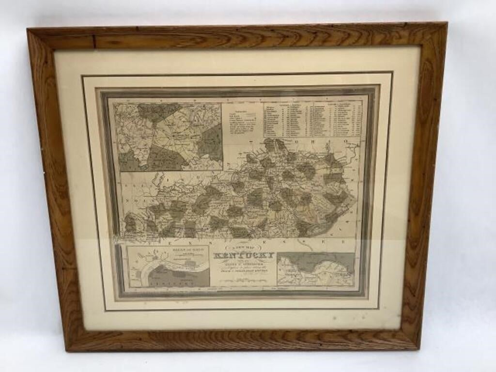 Framed Map Of Kentucky, 1839