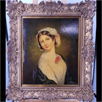 Ornately Framed Classical Portrait Oil On Canvas