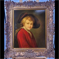 Ornately Framed Classical Portrait Oil On Canvas I