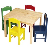 Ensemble de table et 4 chaises en bois naturel