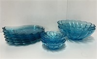10 mcx de vaisselle bleue torsadée vintage