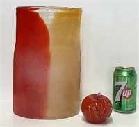 Vase +fruit lourd en verre soufflé plein