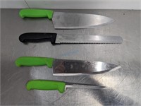 CHEF KNIFE - GREEN(3), BLK(1) HANDLES
