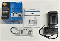 2 cameras Minolta, la Dimage F200 avec boite et