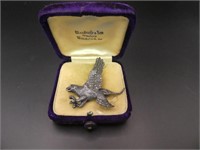 Vintage Marcasite 2" Eagle Brooch In Box