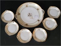 Antique Nippon Butter Pats & Double Handled Tray